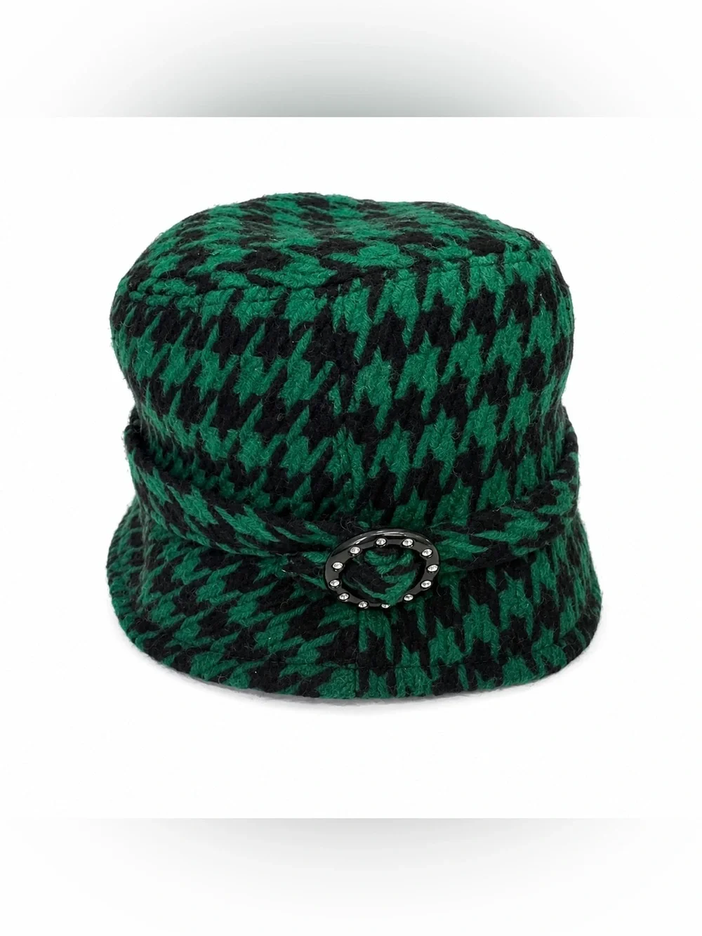 Vintage Green Houndstooth Bucket Hat